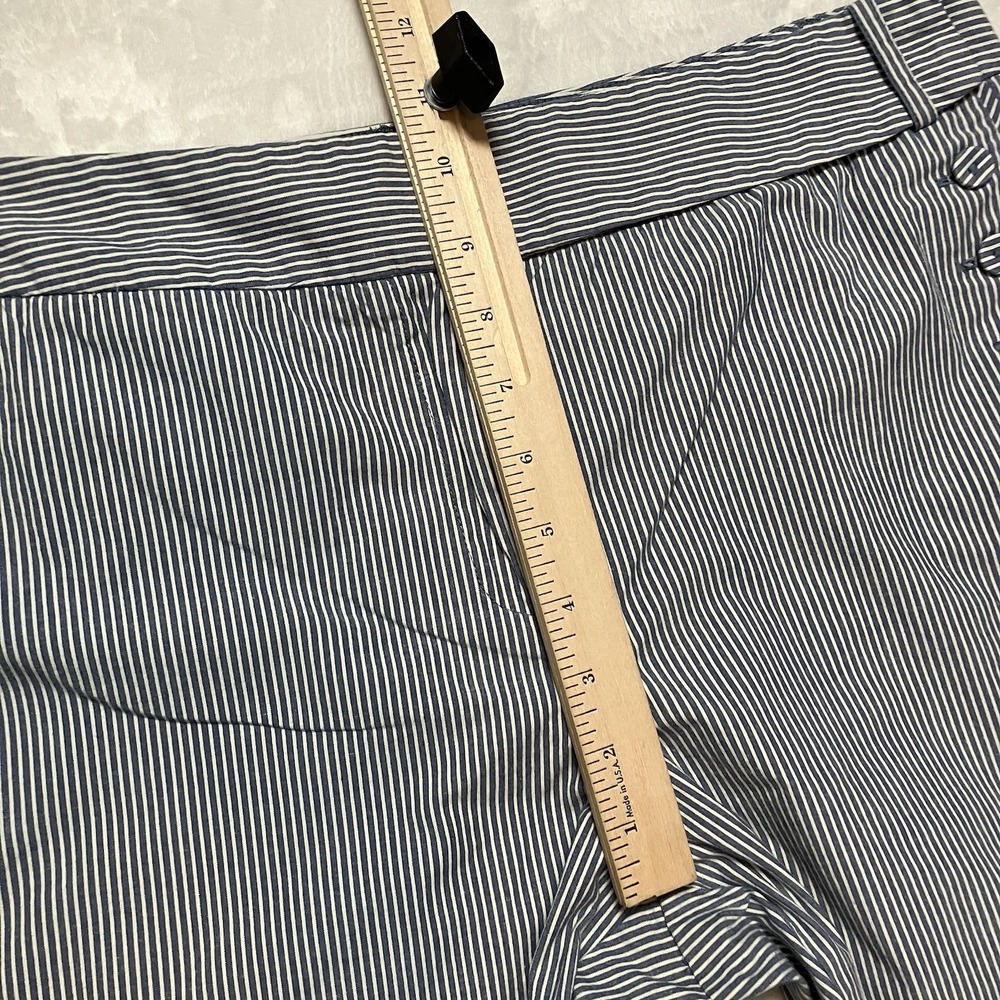 Talbots Pants Womens Size 14 Blue White Pinstripes Cotton Stretch Pocket Cropped - Picture 3 of 11
